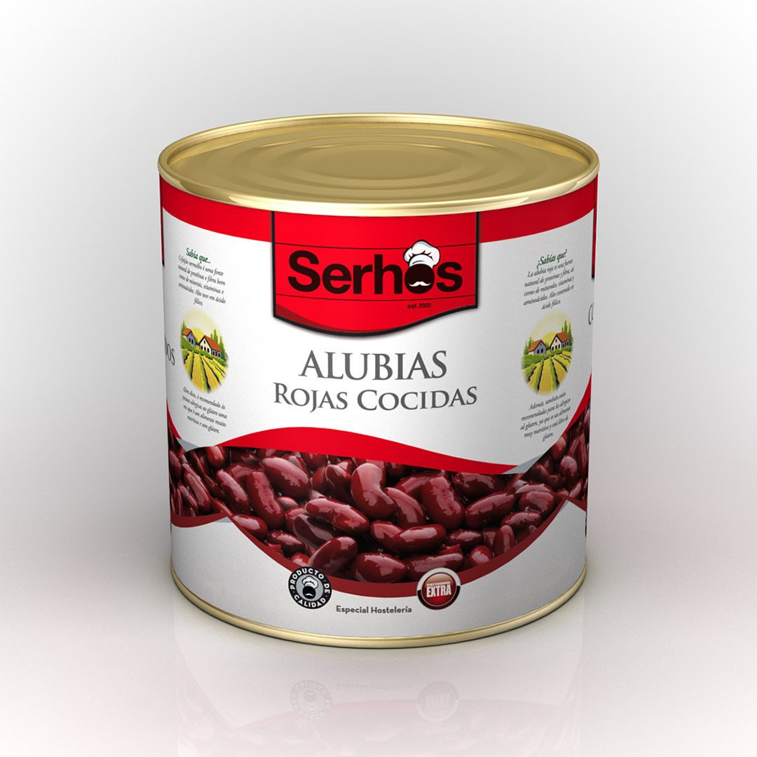 Alubias Rojas Cocidas 3 Kg Lata 3 Kg P.e. 1600 G Serhos